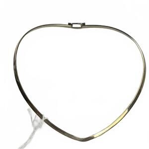 925 Sterling Silver Omega Contoured Heart Choker